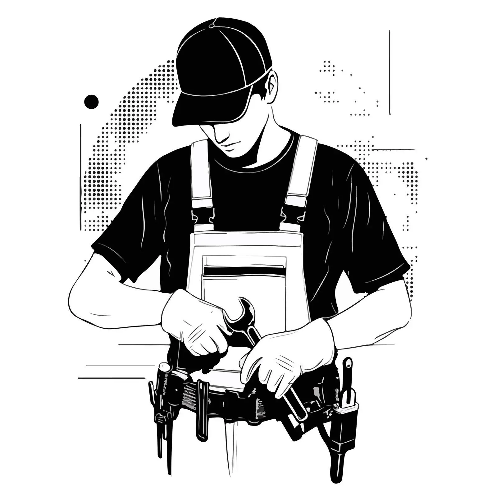 Mechanic Line Art Vector Illustration — free download from Dotvec