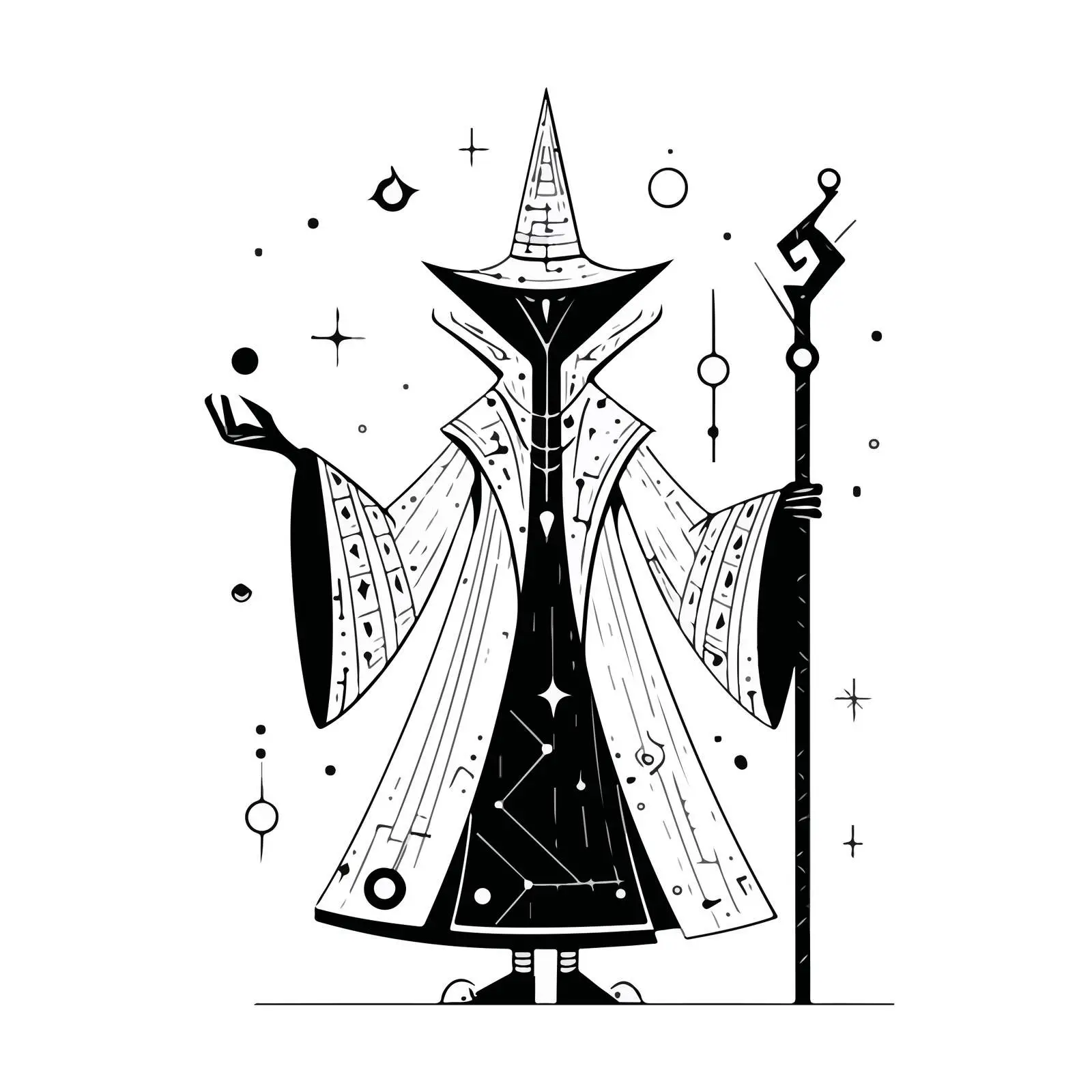 Minimal Sorcerer Line Art Vector — free download from Dotvec