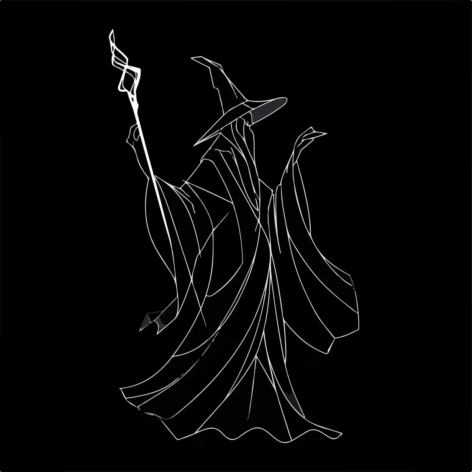 Minimal Sorcerer Line Art Vector Illustration — free download from Dotvec