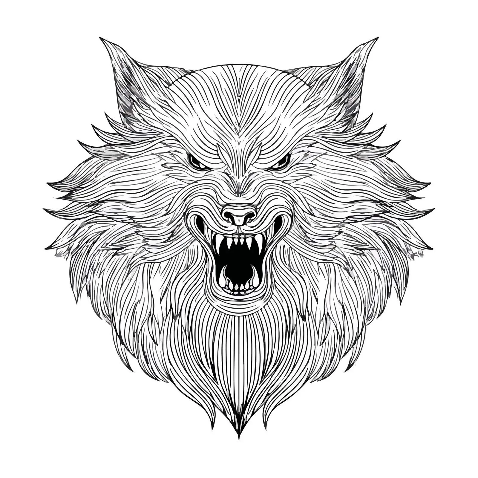 Werewolf Line Art Vector Illustration — free download from Dotvec