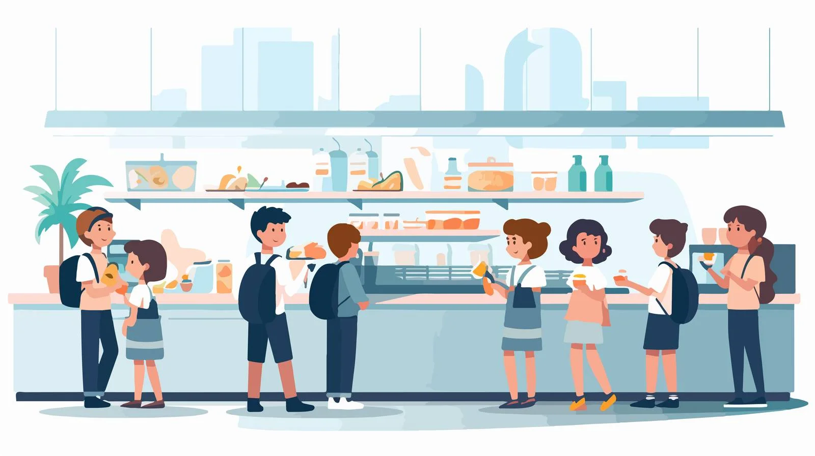 Vibrant School Canteen Cartoon Illustration — free download from Dotvec