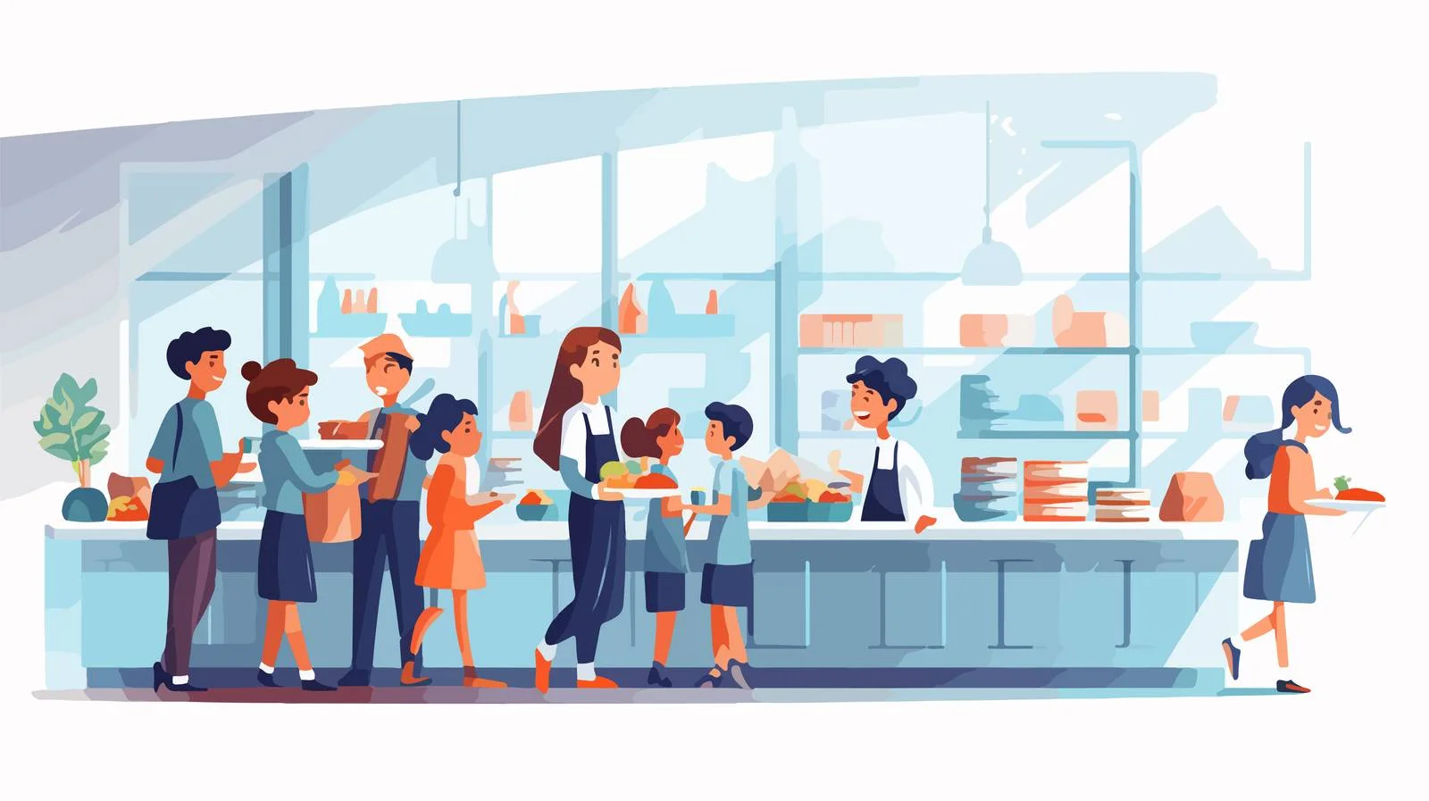 Colorful School Canteen Cartoon Illustration — free download from Dotvec