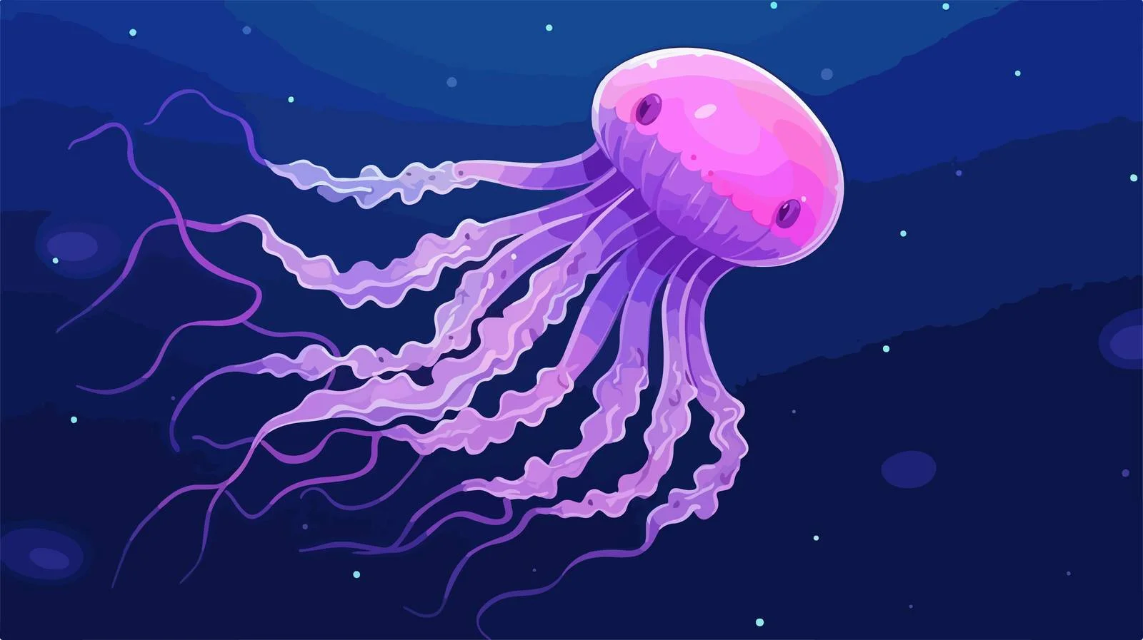 Colorful Jellyfish Cartoon Illustration — free download from Dotvec