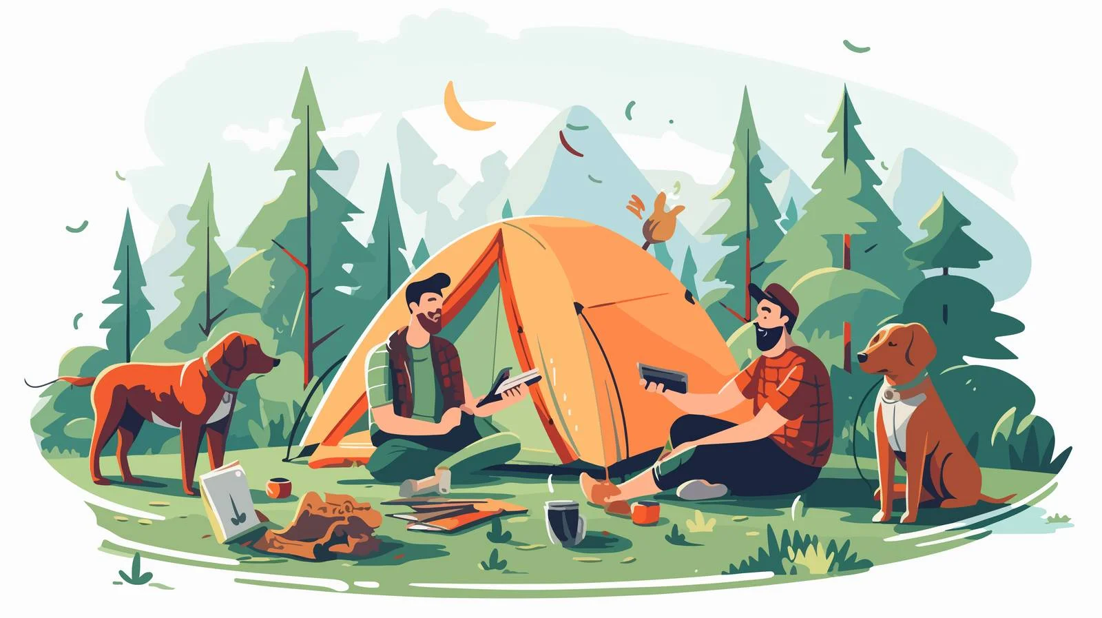 Colorful Cartoon Illustration of Young Romantic Couple — free download from Dotvec