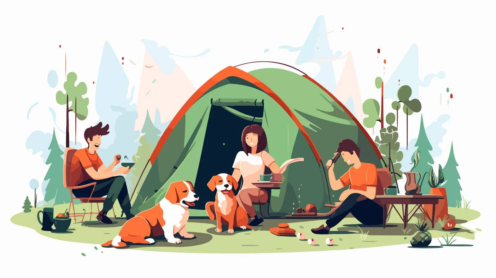 Cheerful young couple in flat cartoon style — free download from Dotvec