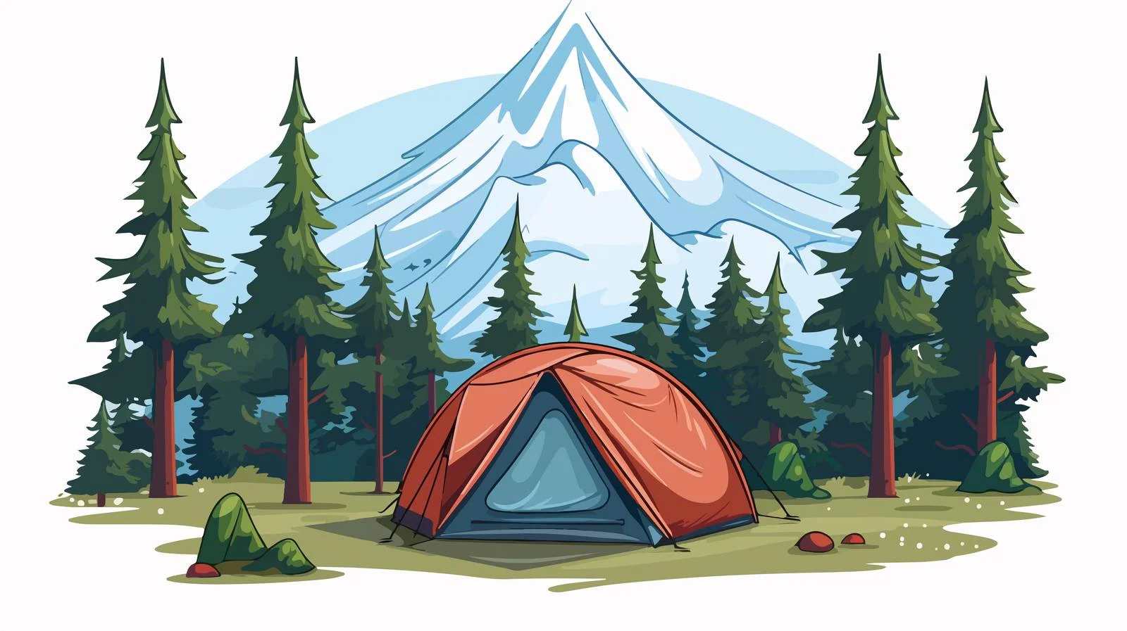 Mountain Camping Scene Illustration — free download from Dotvec