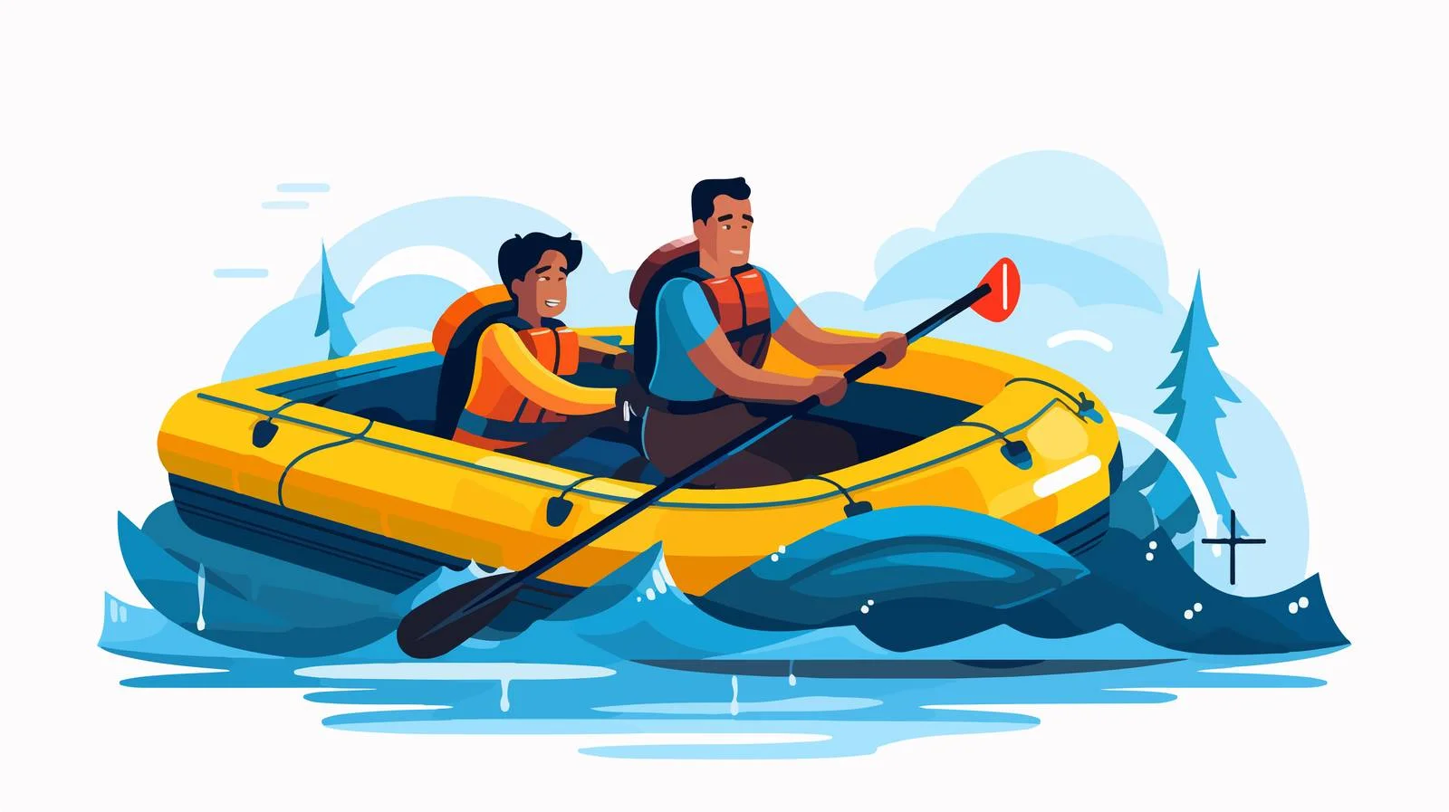 Flood survivors rescued in inflatable boat — free download from Dotvec