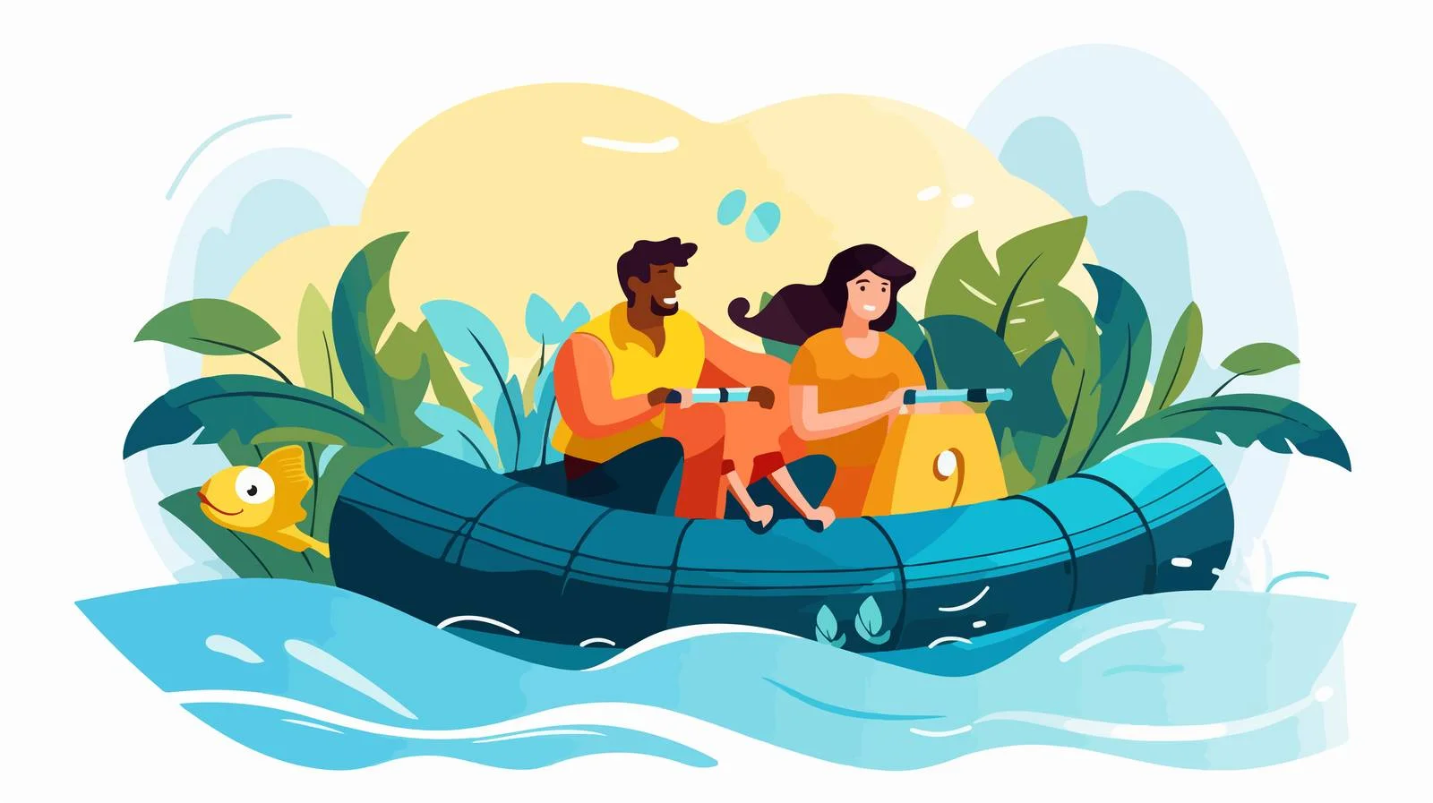 Rescued Flood Survivors in Inflatable Boat — free download from Dotvec