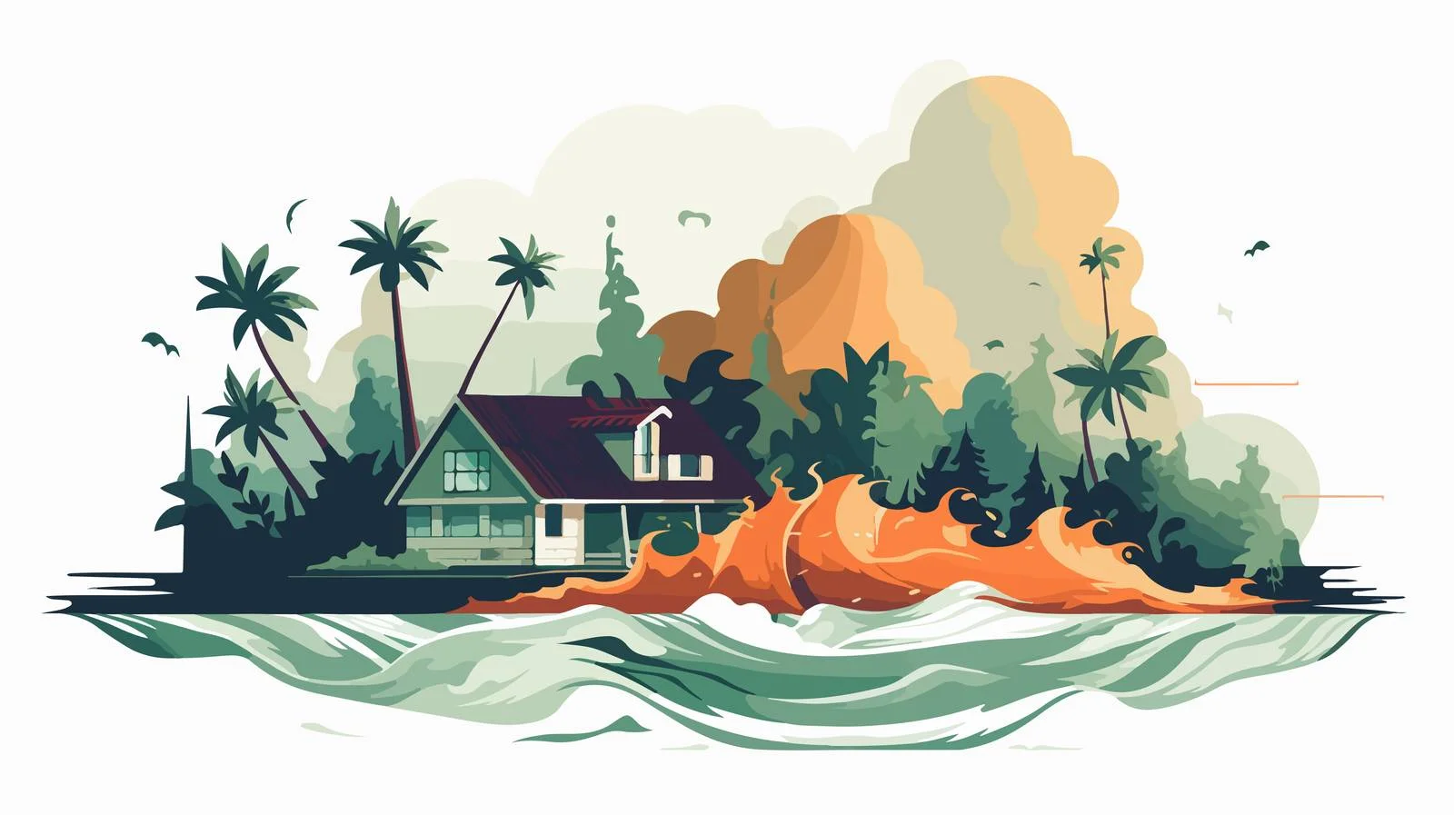 Devastating Tsunami Ravages Pristine Coastal Scene — free download from Dotvec