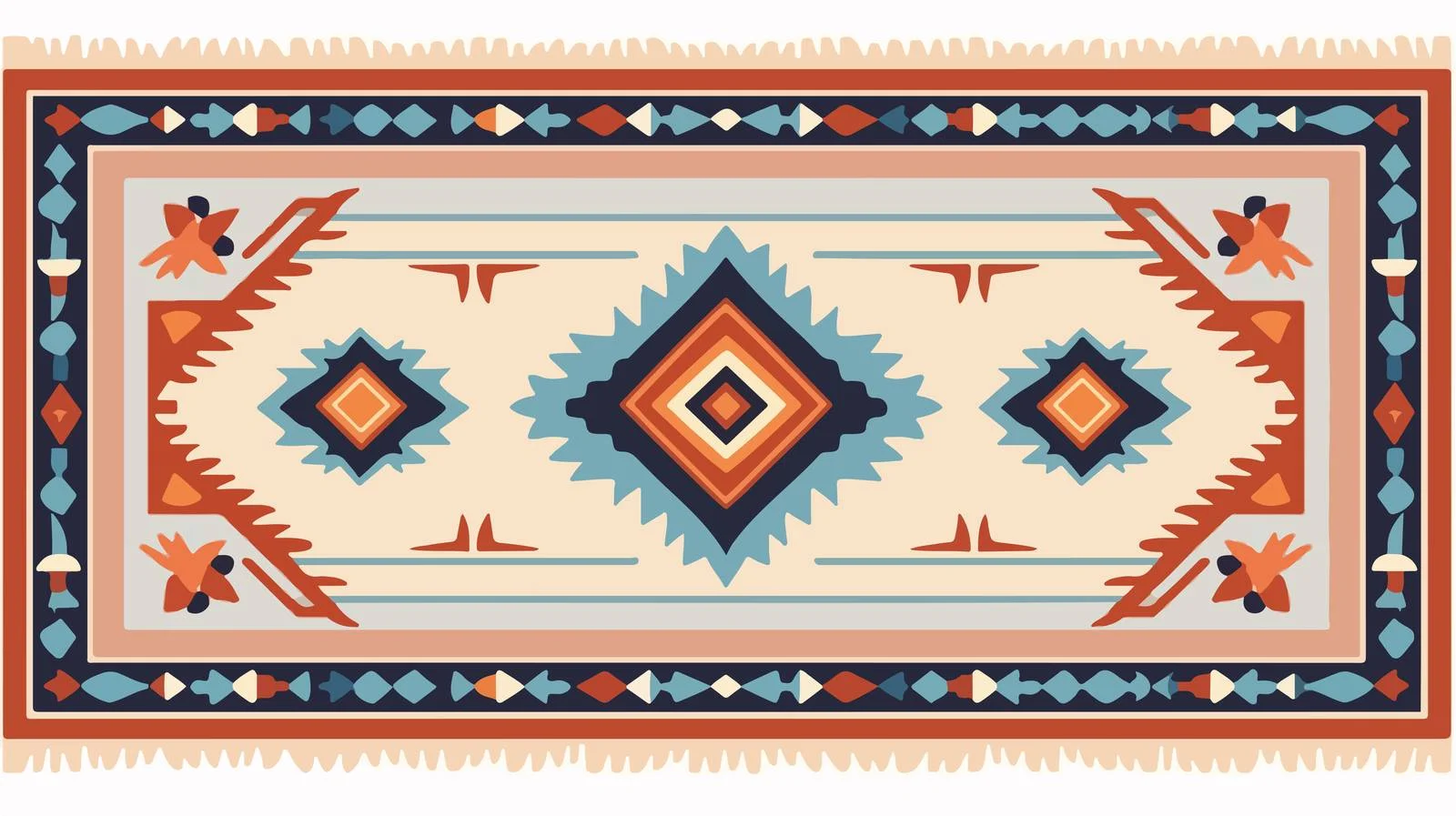 Rectangular Tasseled Hallway Rug with Pattern — free download from Dotvec