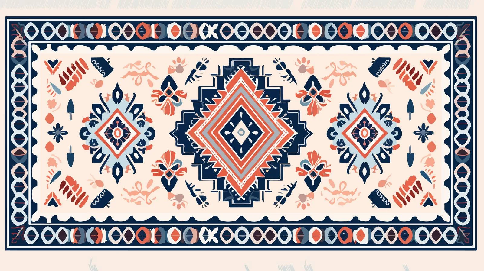 Elegant Rectangle Patterned Hallway Rug with Tassels — free download from Dotvec