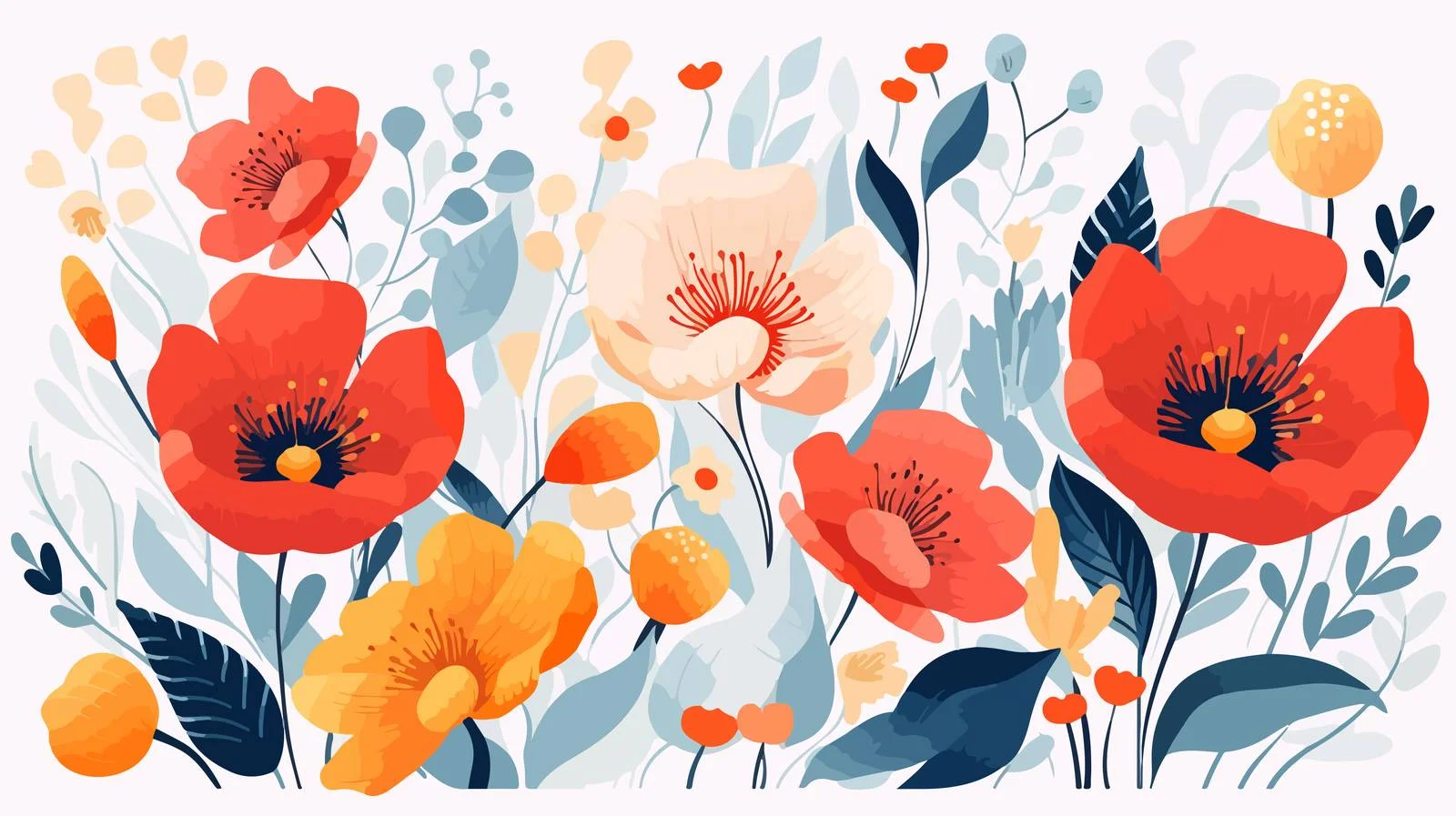 Abstract Summer Floral Art with Creative Composition — free download from Dotvec