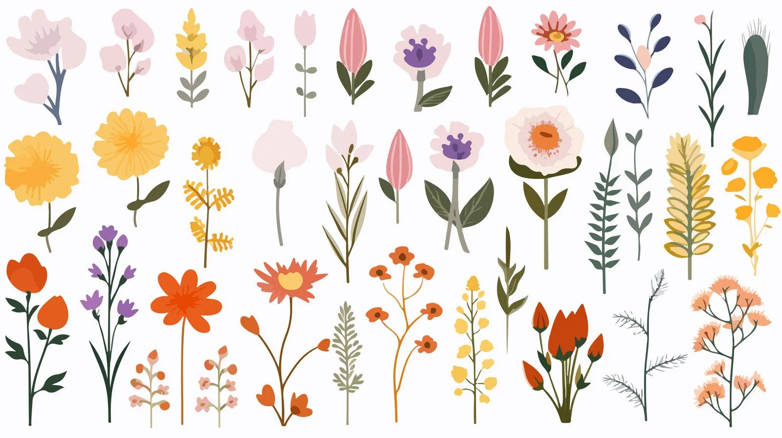 Exquisite Wildflowers and Leaves Blooming Eloquently — free download from Dotvec