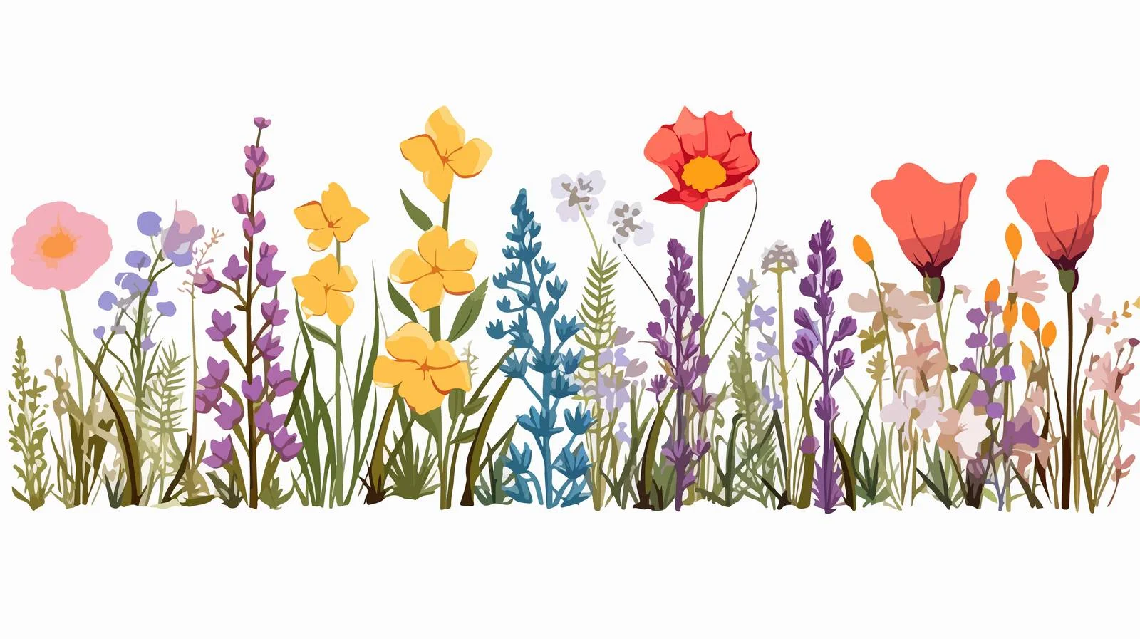 Spring Wildflower Botanical Border Design — free download from Dotvec