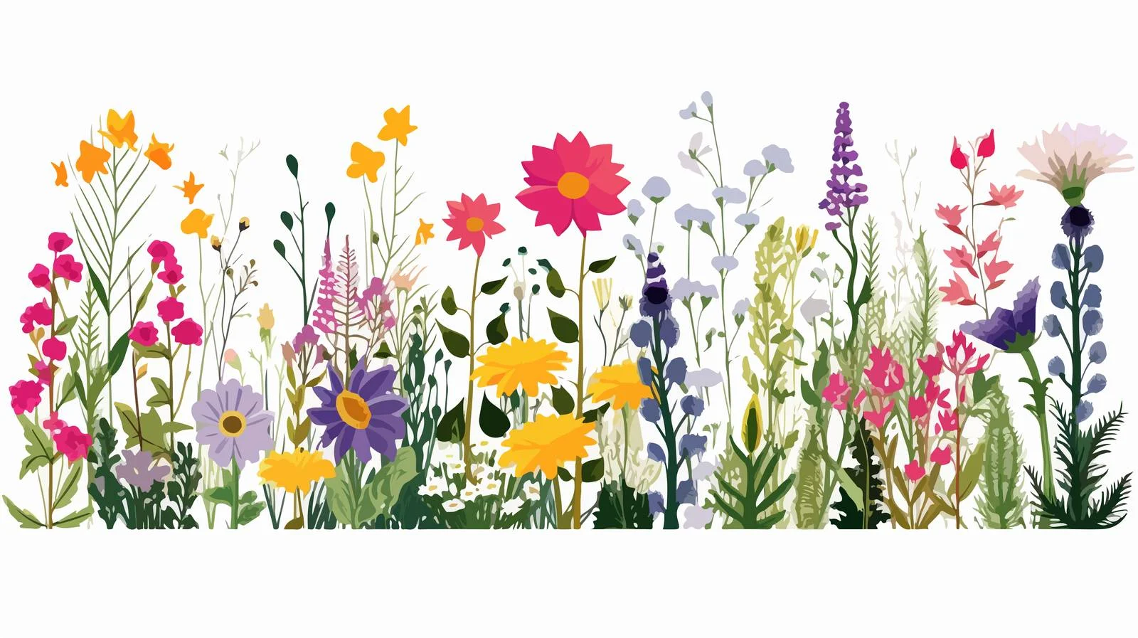 Botanical Border Featuring Spring Wildflowers — free download from Dotvec