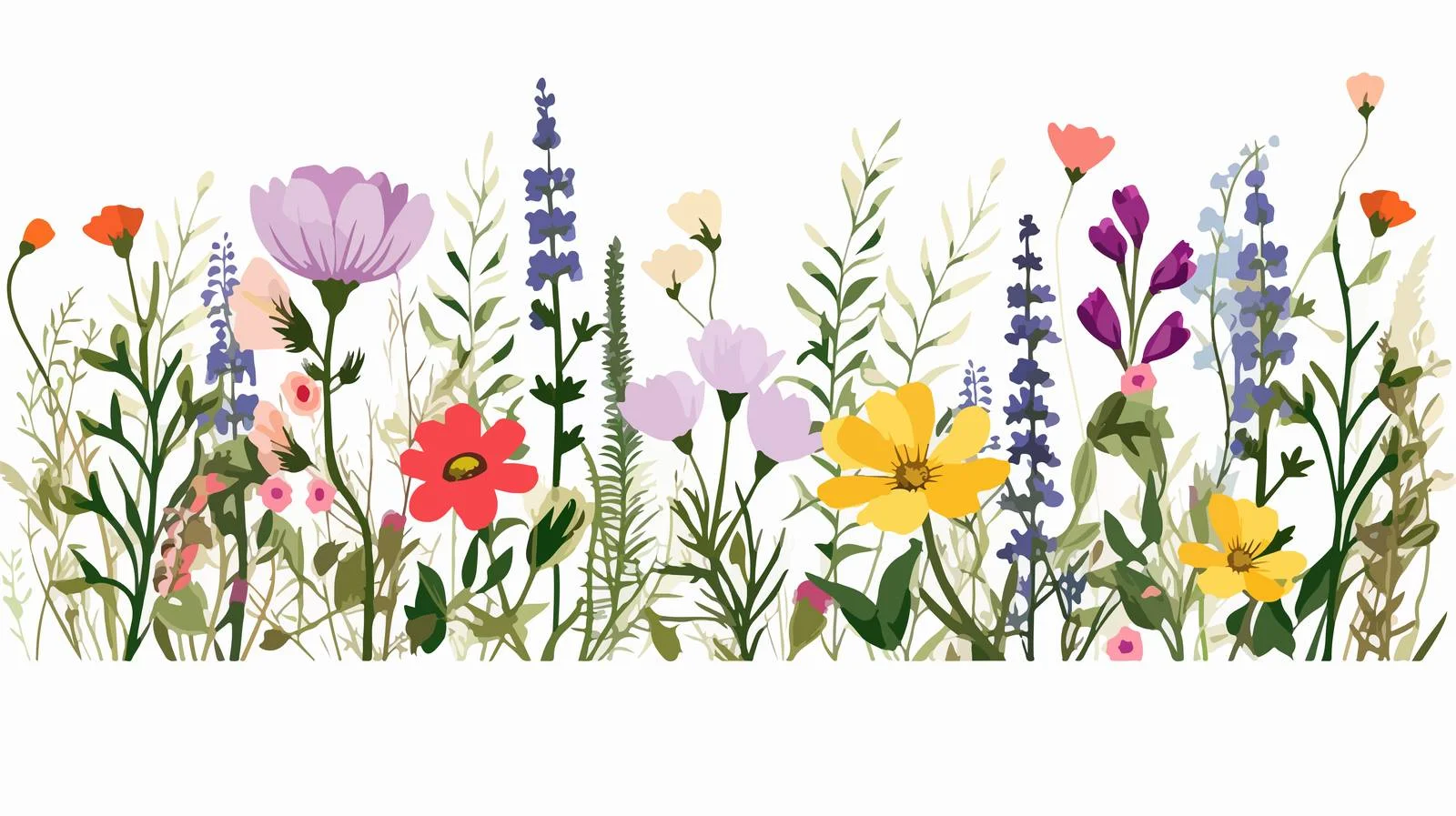 Spring Wildflowers Botanical Border Decoration — free download from Dotvec