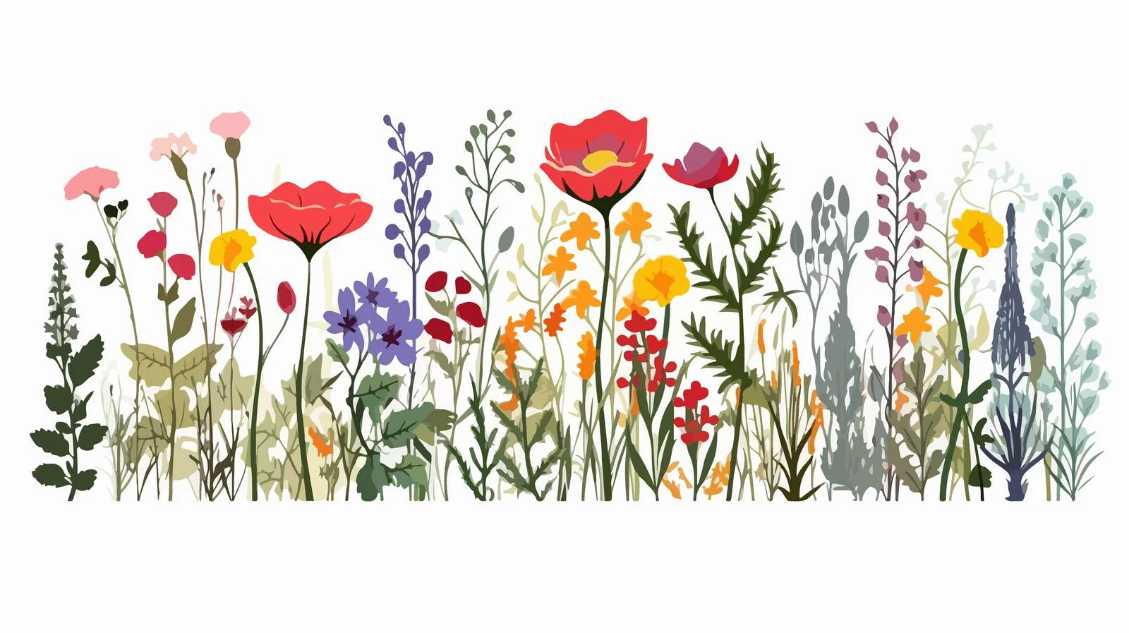 Spring Wildflower Botanical Border Design — free download from Dotvec