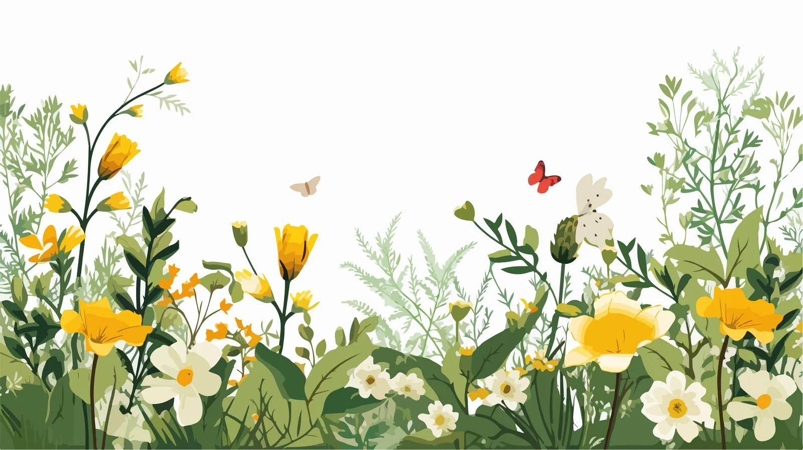 Elegant Summer Floral Border with Blooming Flowers — free download from Dotvec