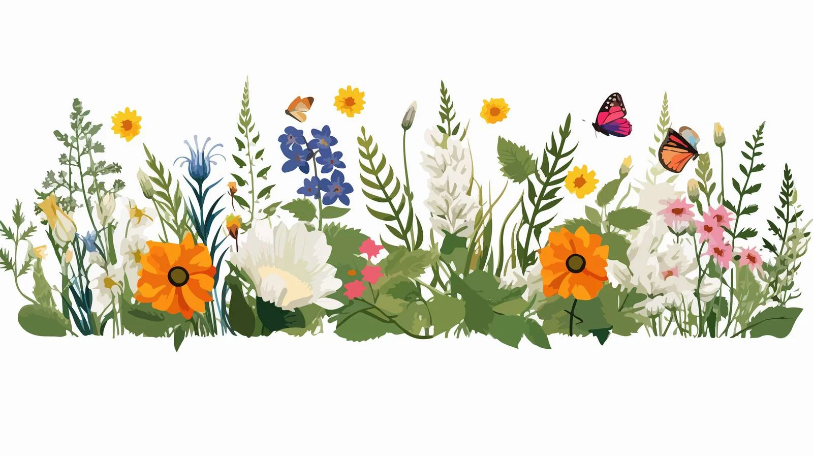 Elegant Summer Floral Border with Greenery — free download from Dotvec