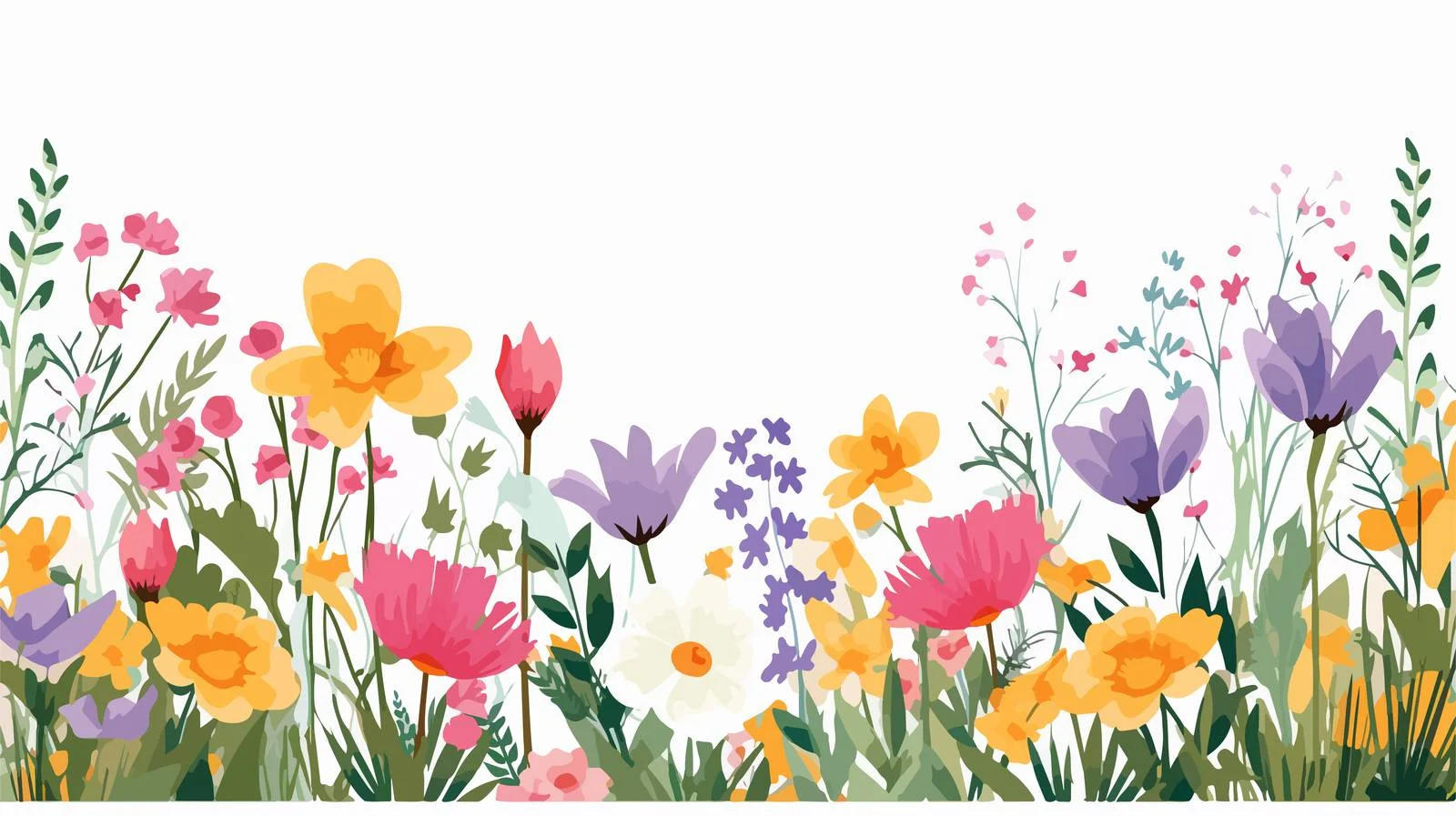 Botanical Border Featuring Summer Floral Blooms — free download from Dotvec