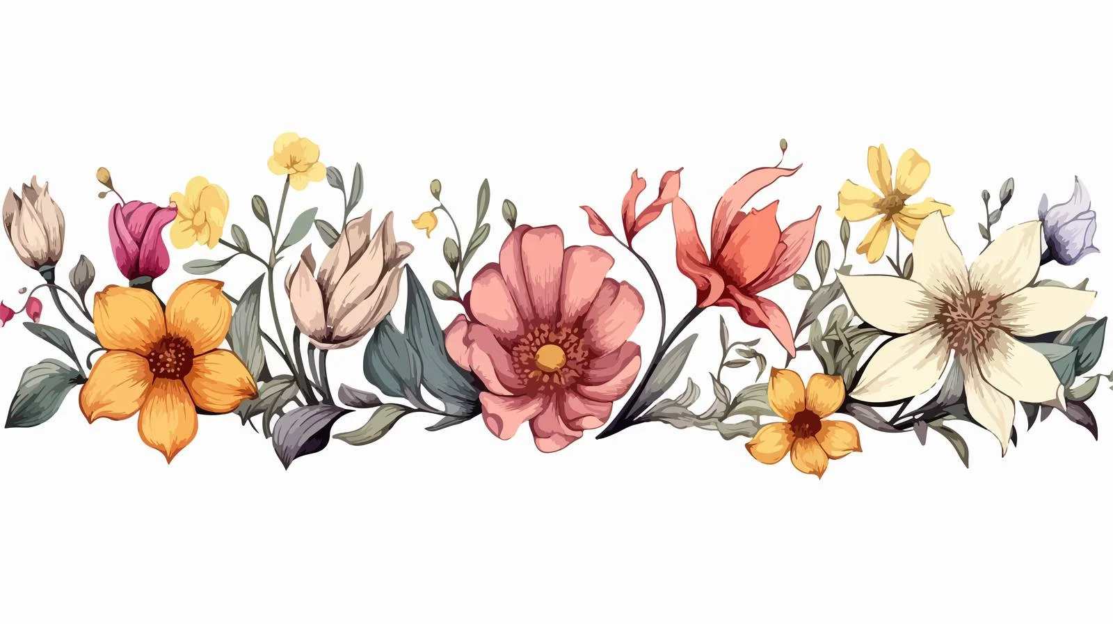Elegant Spring Floral Border Illustration Sketch — free download from Dotvec