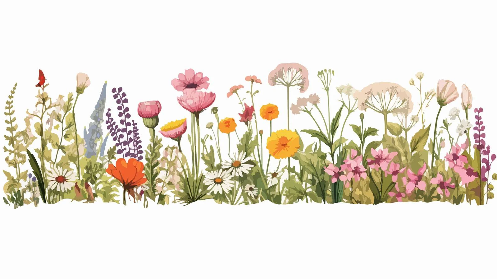 Elegant Botanical Border Drawing with Spring Blossoms — free download from Dotvec