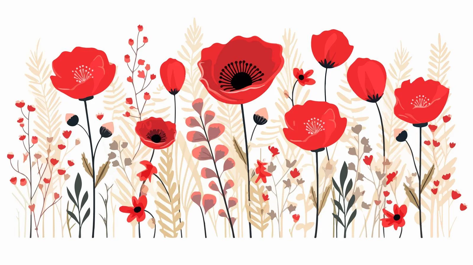 Botanical Red Flower Garden Card Background — free download from Dotvec