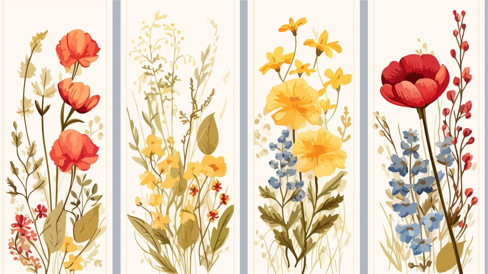 Four Seasons Floral Card Collection — free download from Dotvec