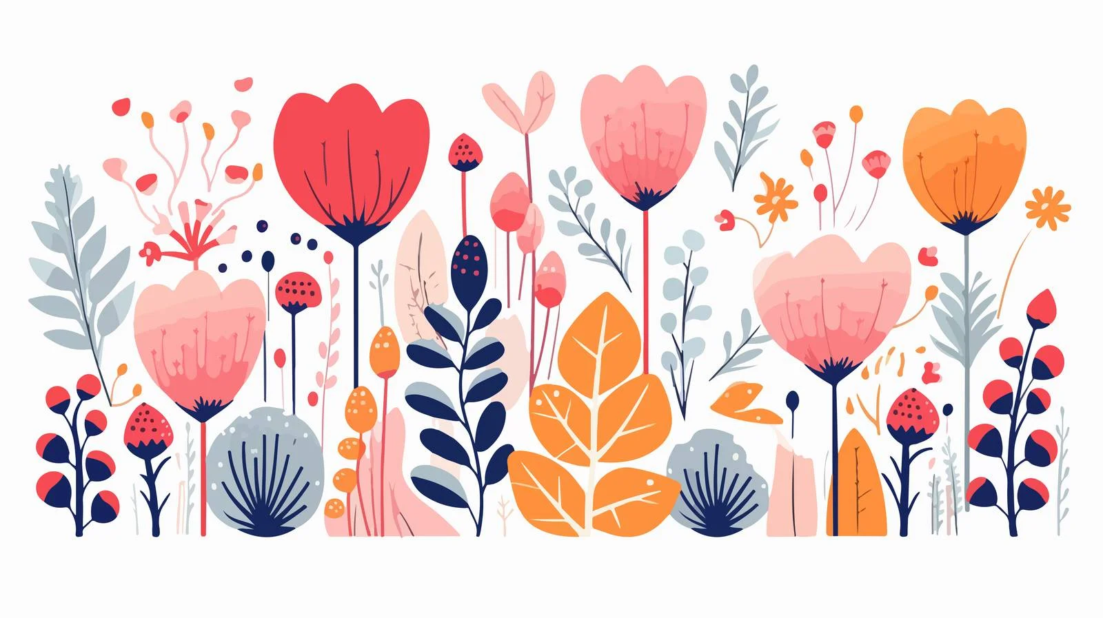 Whimsical Blooming Floral Nature Banner Design — free download from Dotvec