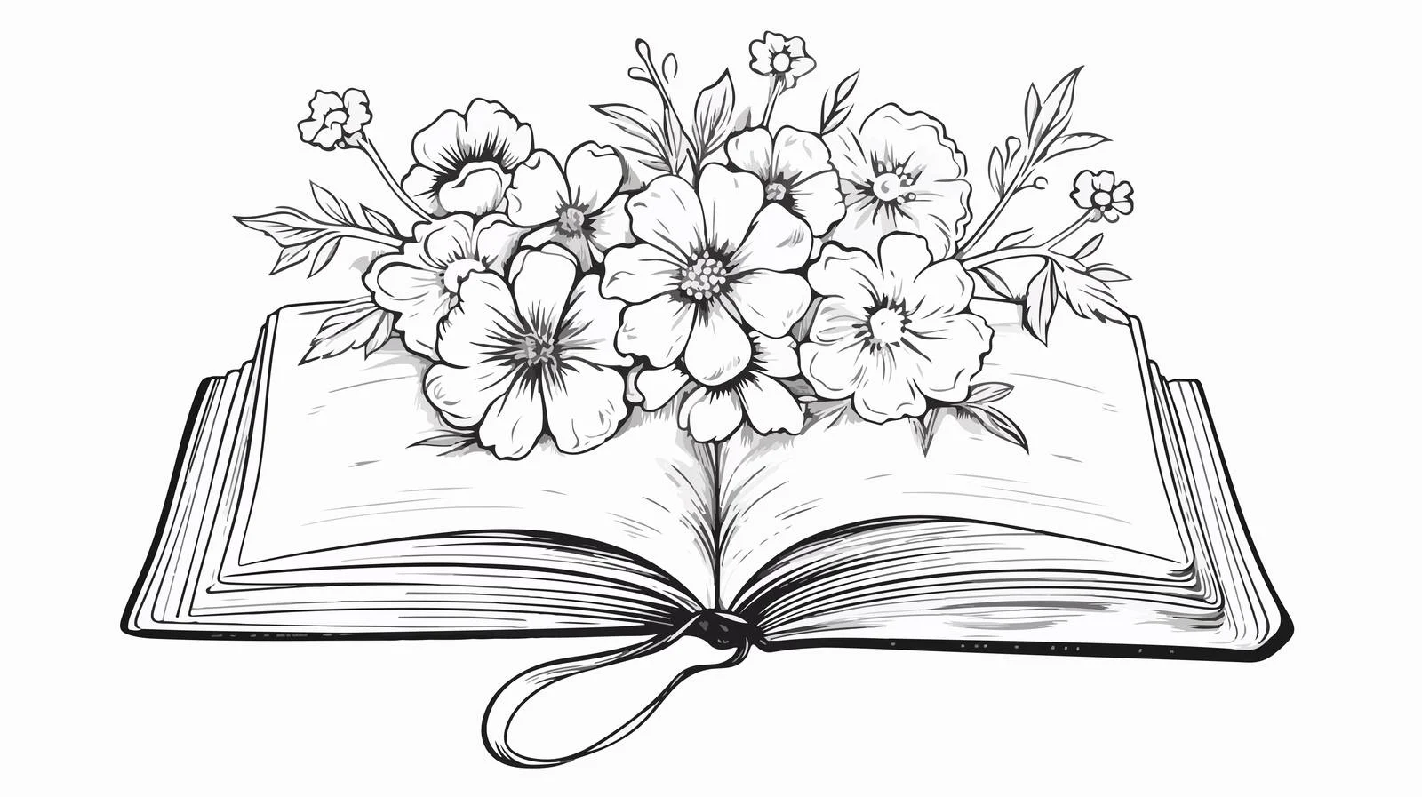Hand-Drawn Floral Open Book Sketch — free download from Dotvec