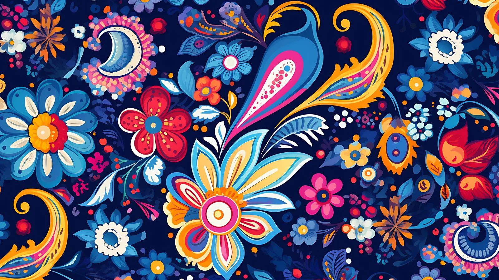 Vibrant Folk Inspired Floral Paisley Pattern — free download from Dotvec