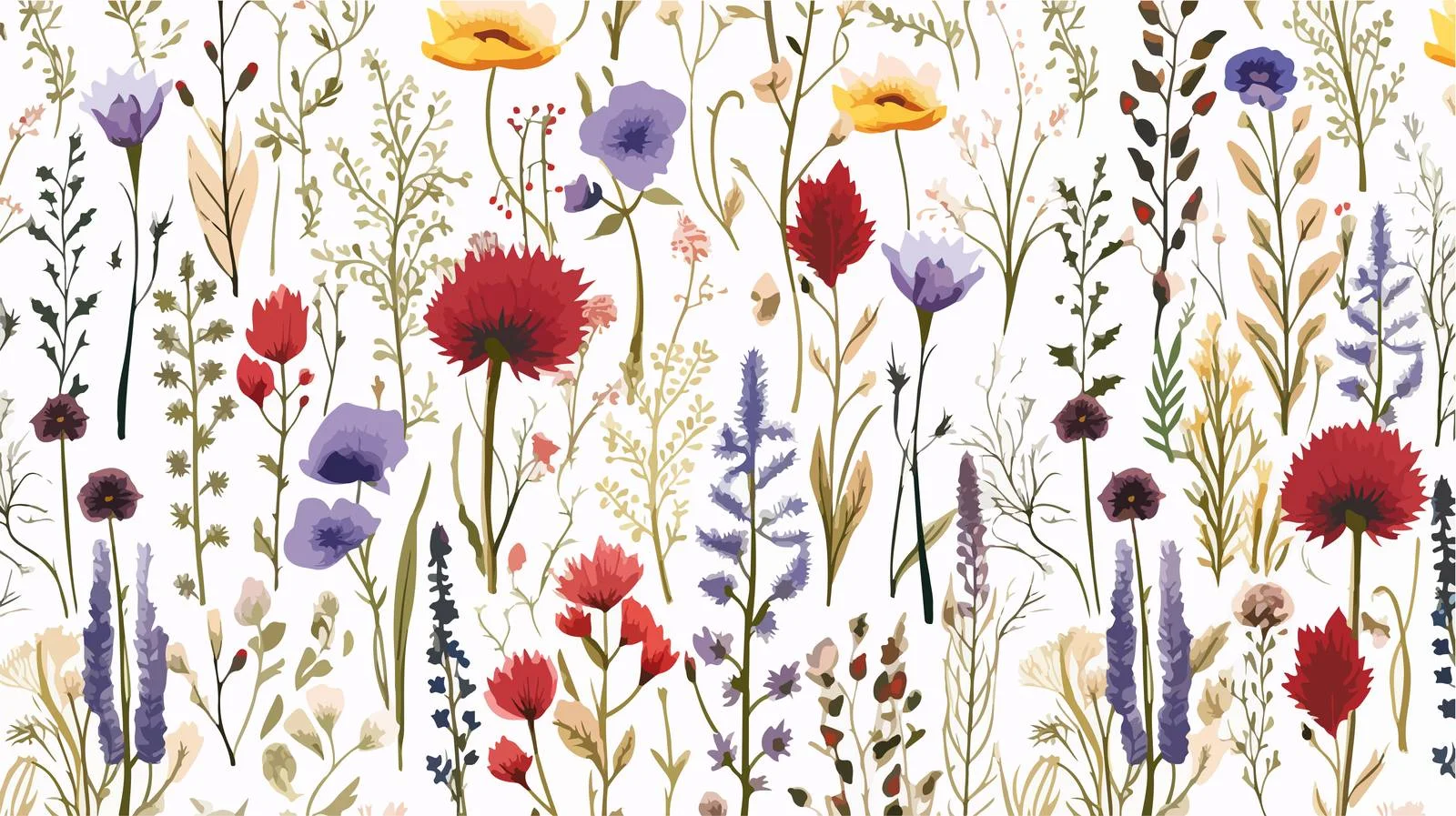 Botanical Field Seamless Floral Background Design — free download from Dotvec