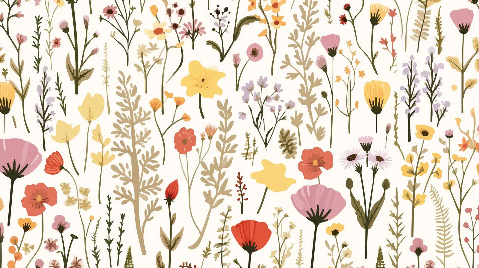 Botanical Field Seamless Floral Pattern Background — free download from Dotvec