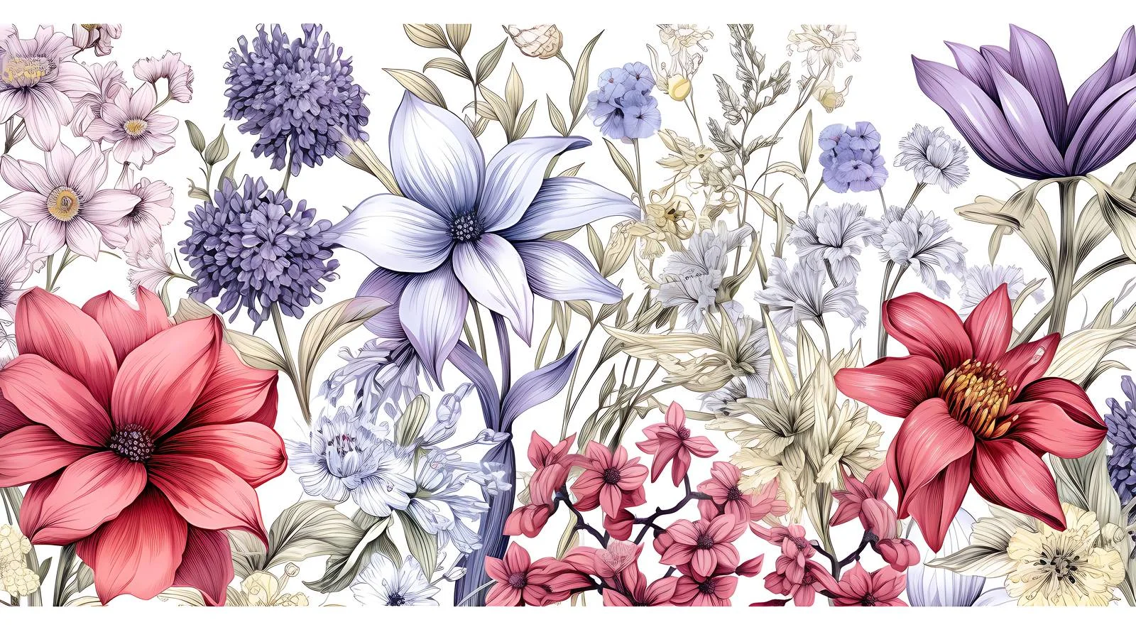 Elegant Blooming Garden Floral Seamless Pattern — free download from Dotvec