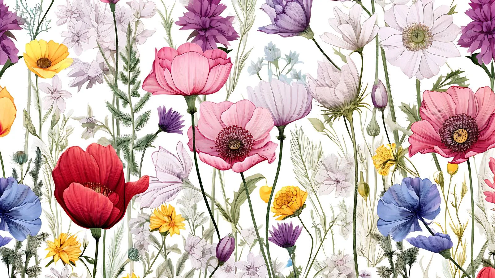 Elegant Blooming Garden Seamless Floral Pattern — free download from Dotvec
