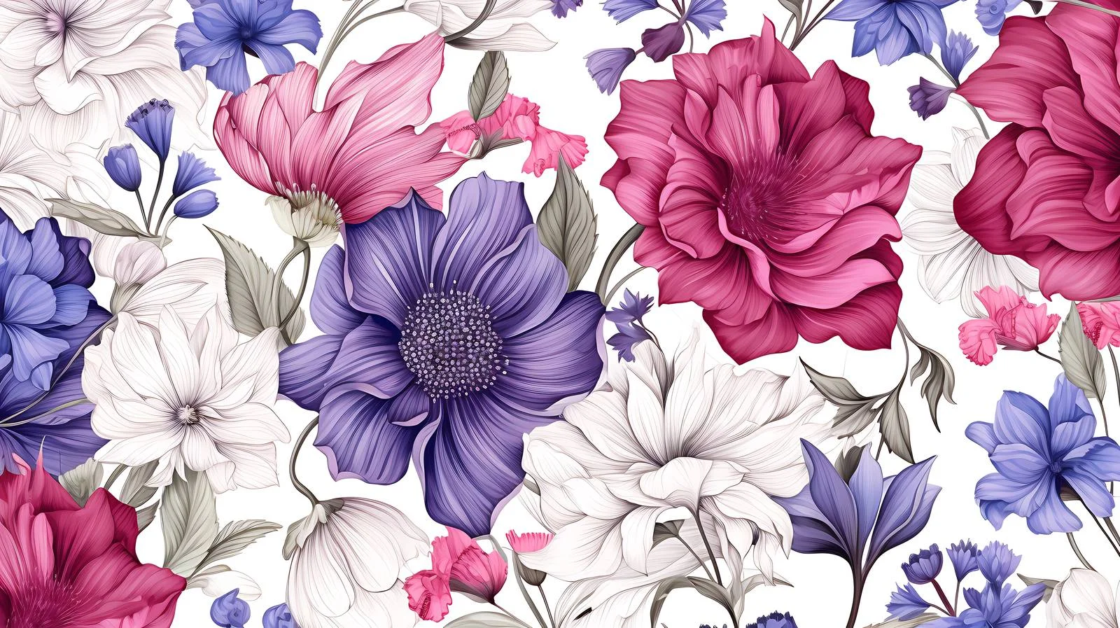 Elegant Blossoming Garden Floral Seamless Design — free download from Dotvec