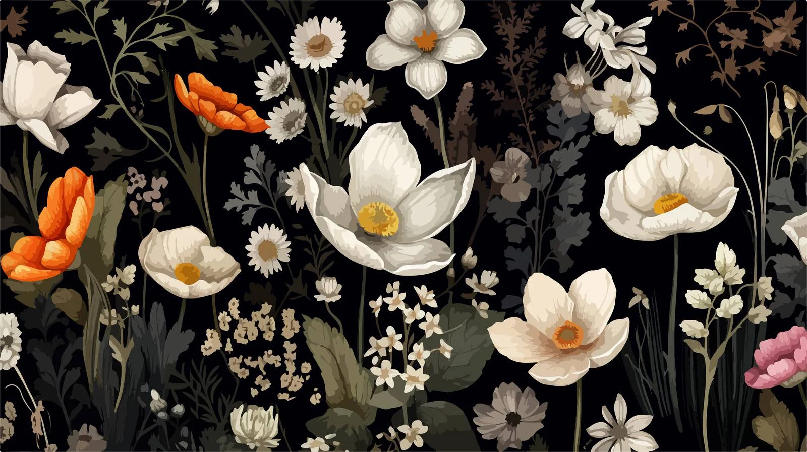 Elegant Wildflower Seamless Pattern with Blooms — free download from Dotvec