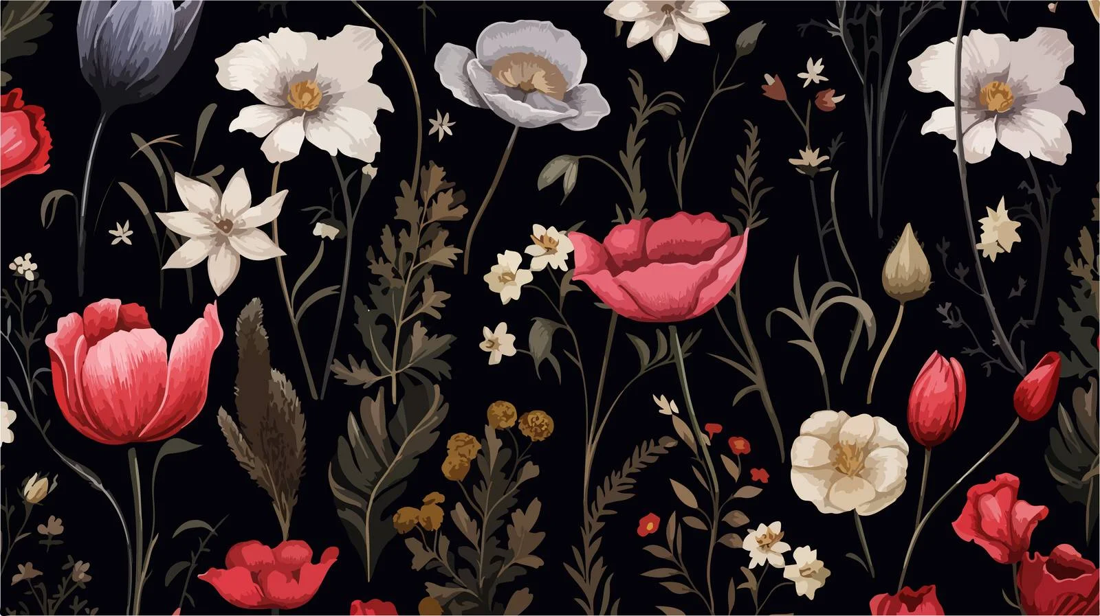 Exquisite Wild Blooming Floral Seamless Pattern — free download from Dotvec