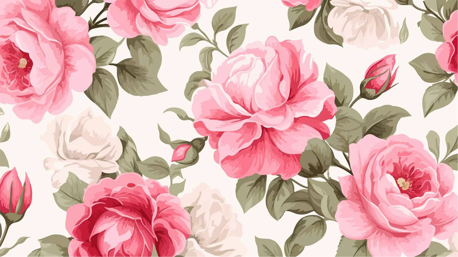 Elegant Austin Rose Seamless Floral Pattern — free download from Dotvec