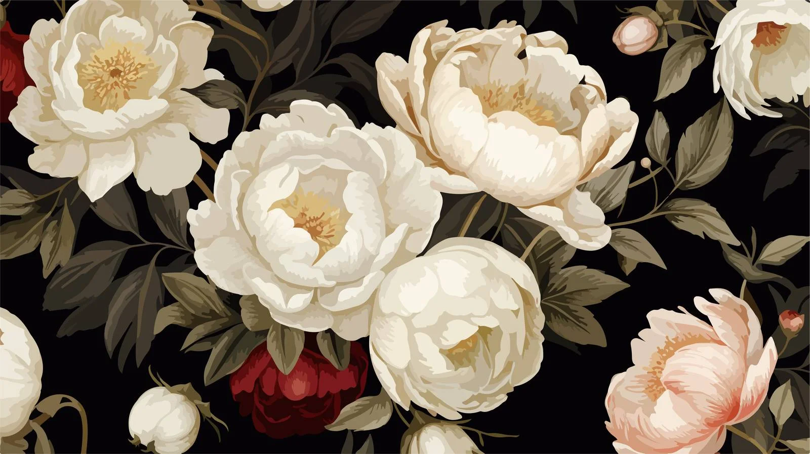 Elegant Peony and Ranunculus Floral Pattern — free download from Dotvec