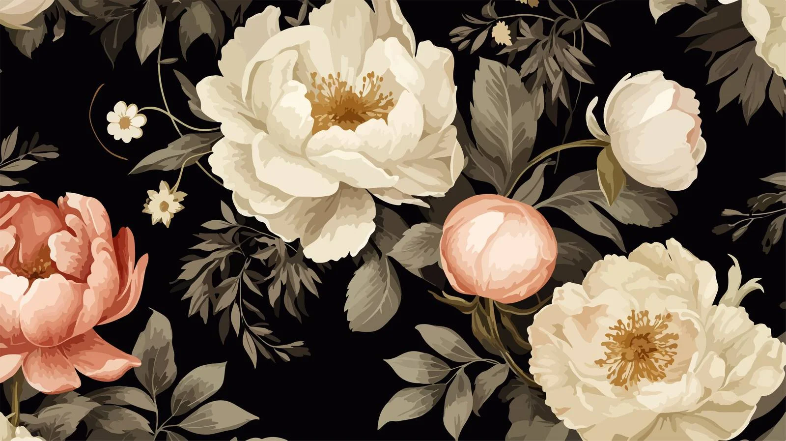 Elegant Peony and Ranunculus Floral Pattern — free download from Dotvec