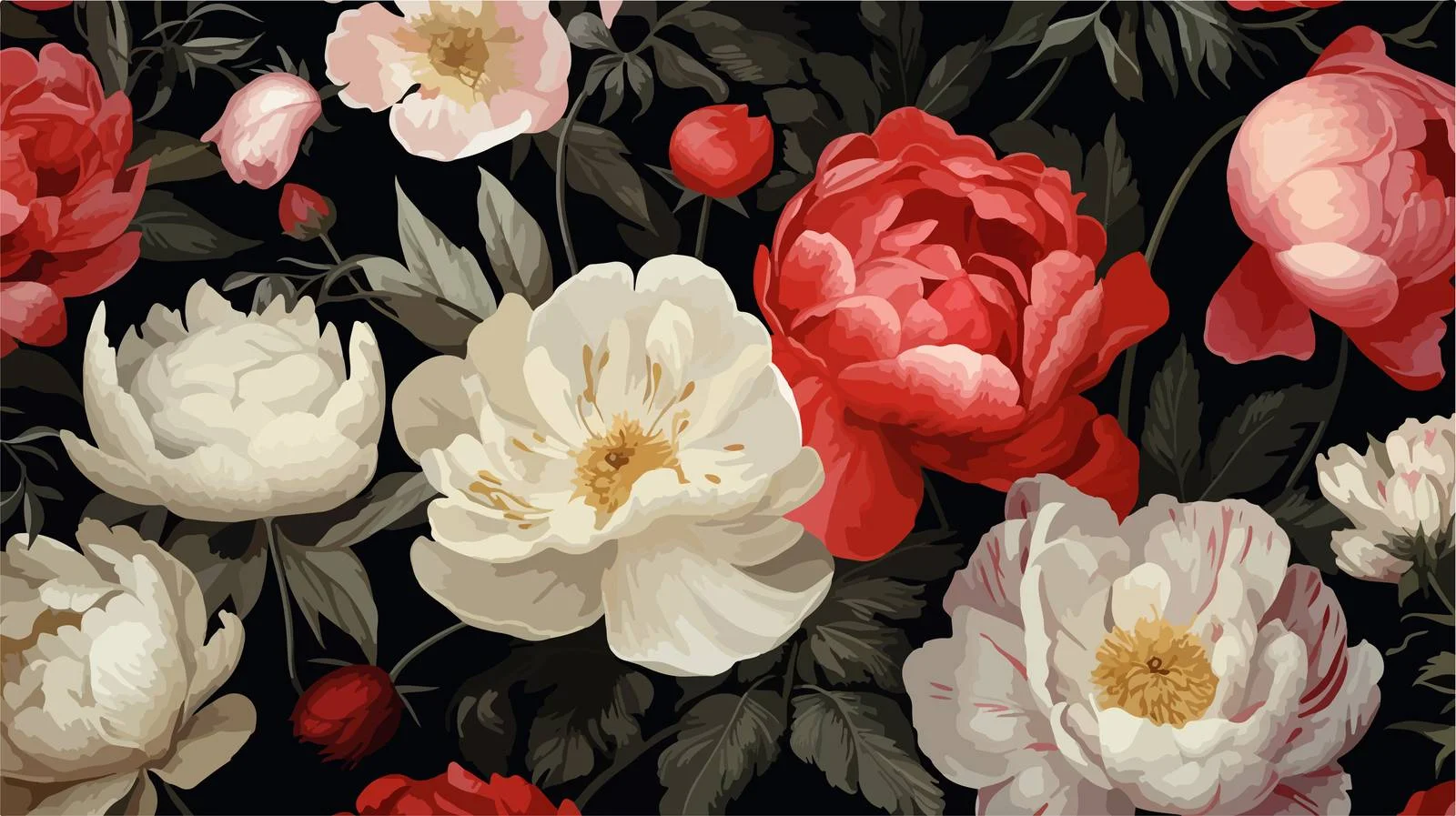 Elegant Blooming Peonies Seamless Floral Print — free download from Dotvec