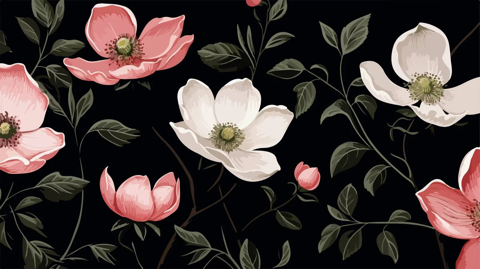 Elegant Dog Rose Floral Seamless Pattern — free download from Dotvec