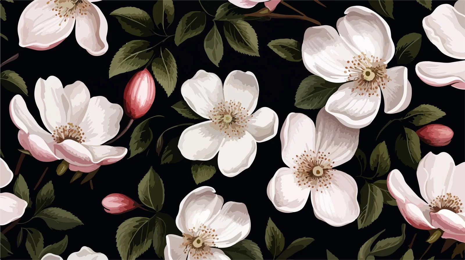 Elegant Dog Rose Floral Seamless Pattern — free download from Dotvec