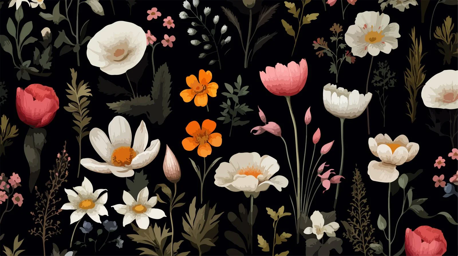 Elegant Blossoming Floral Seamless Pattern Design — free download from Dotvec