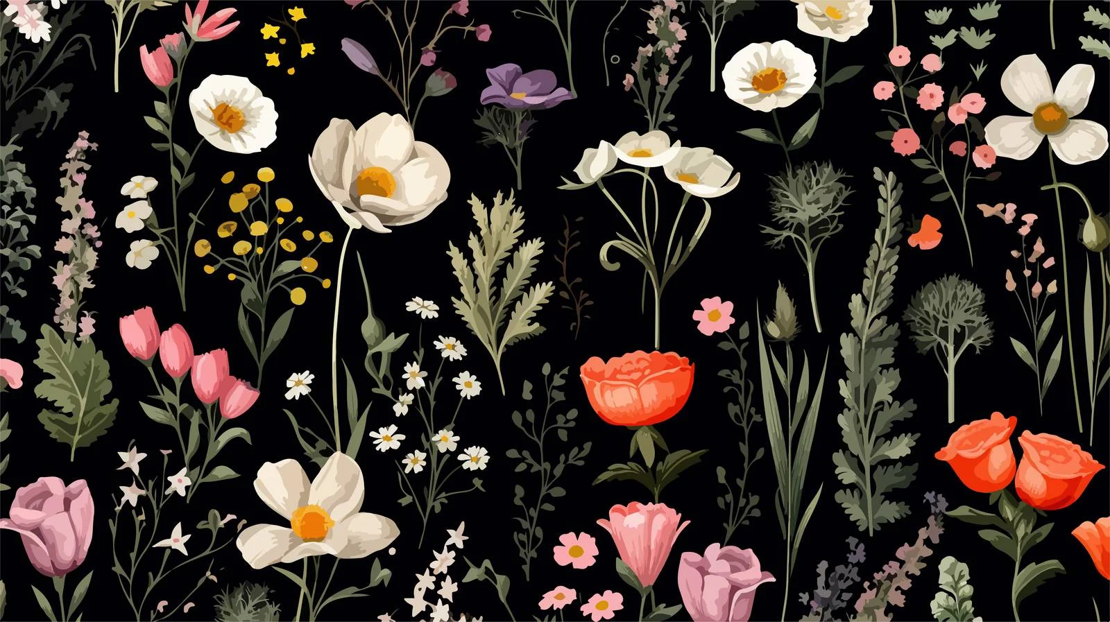 Elegant Romantic Blossoming Floral Seamless Pattern — free download from Dotvec