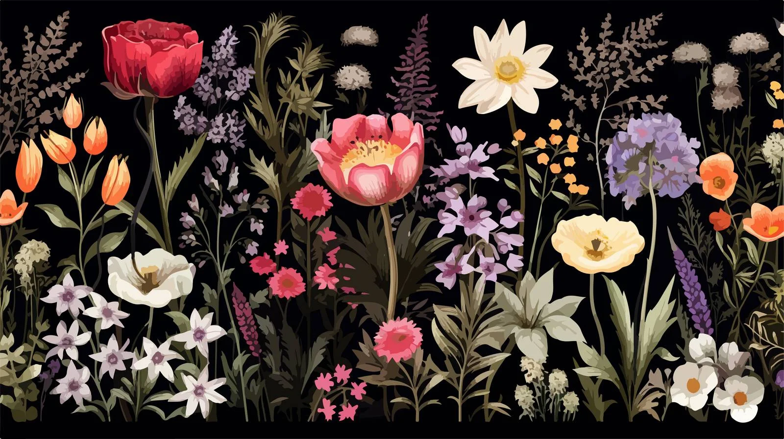 Romantic Blossoming Wildflower Seamless Floral Pattern — free download from Dotvec