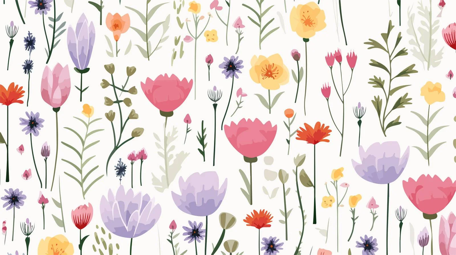 Springtime Blooming Perennial Floral Seamless Pattern — free download from Dotvec