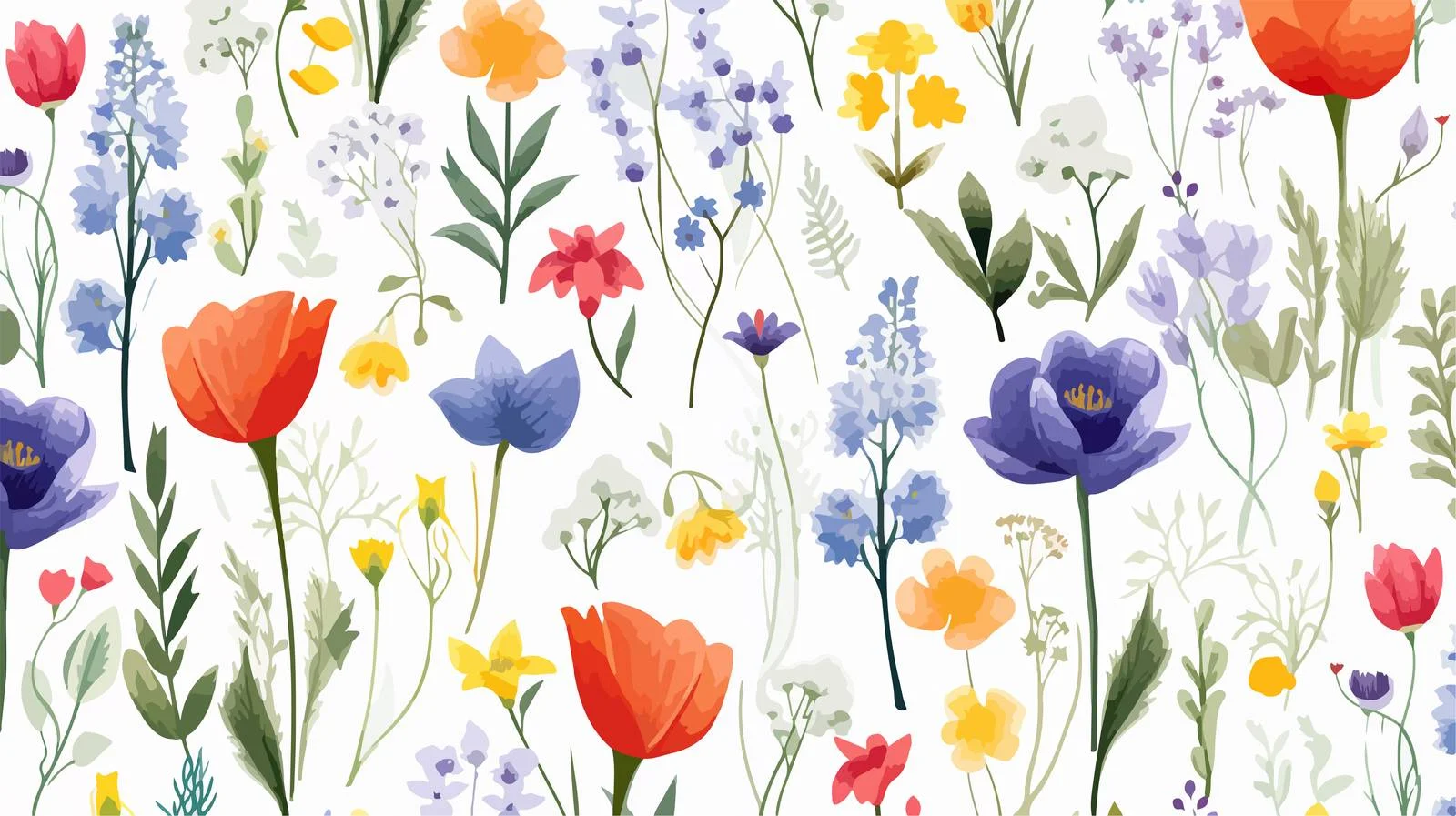 Spring Blooming Perennials Floral Seamless Pattern — free download from Dotvec