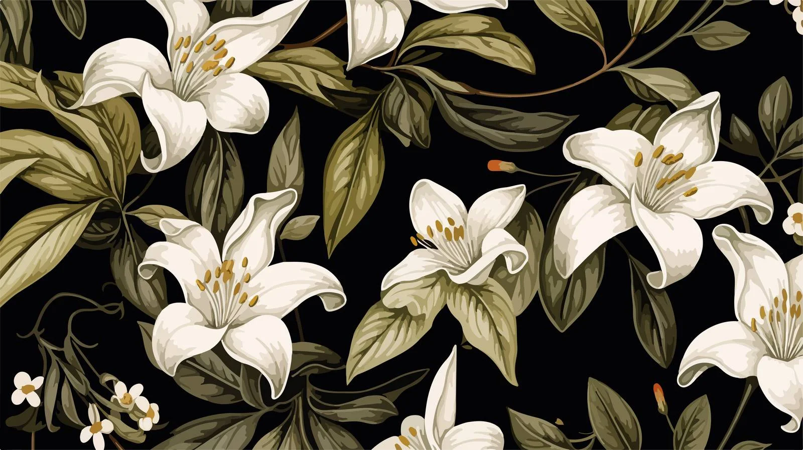 Elegant Vanilla Leaf Floral Seamless Design — free download from Dotvec